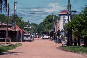 A typical unpaved street near the town center.